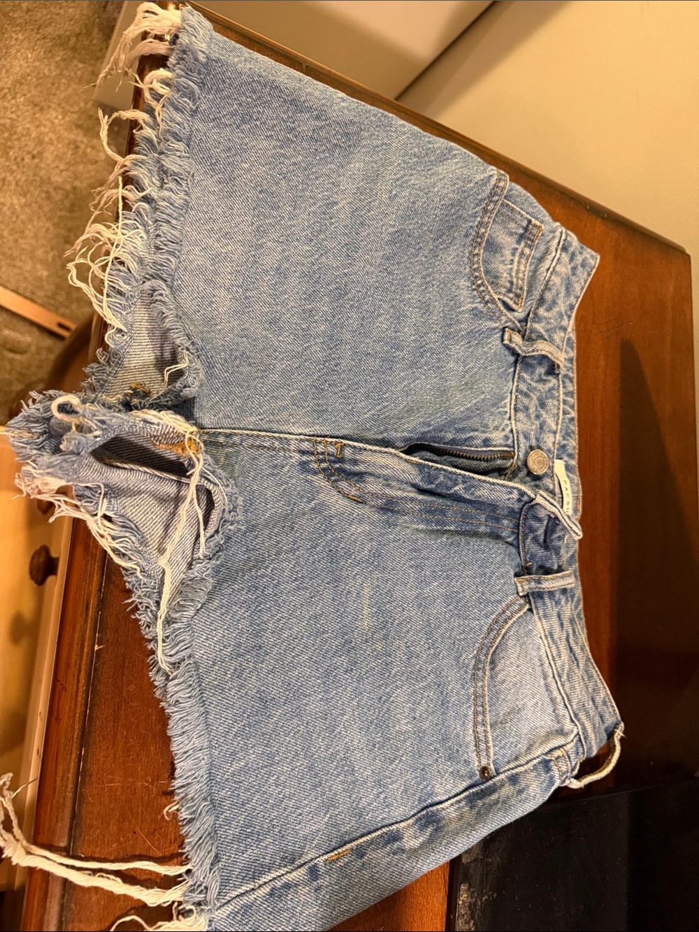 PacSun Light Blue Distressed Frayed Hem Denim Shorts